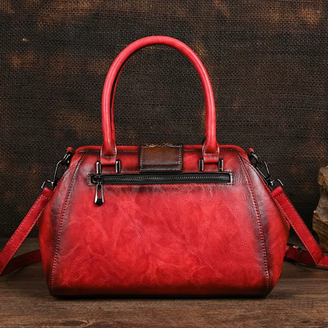 Florina™ - Kožená kabelka s vyřezávaným květinovým motivem