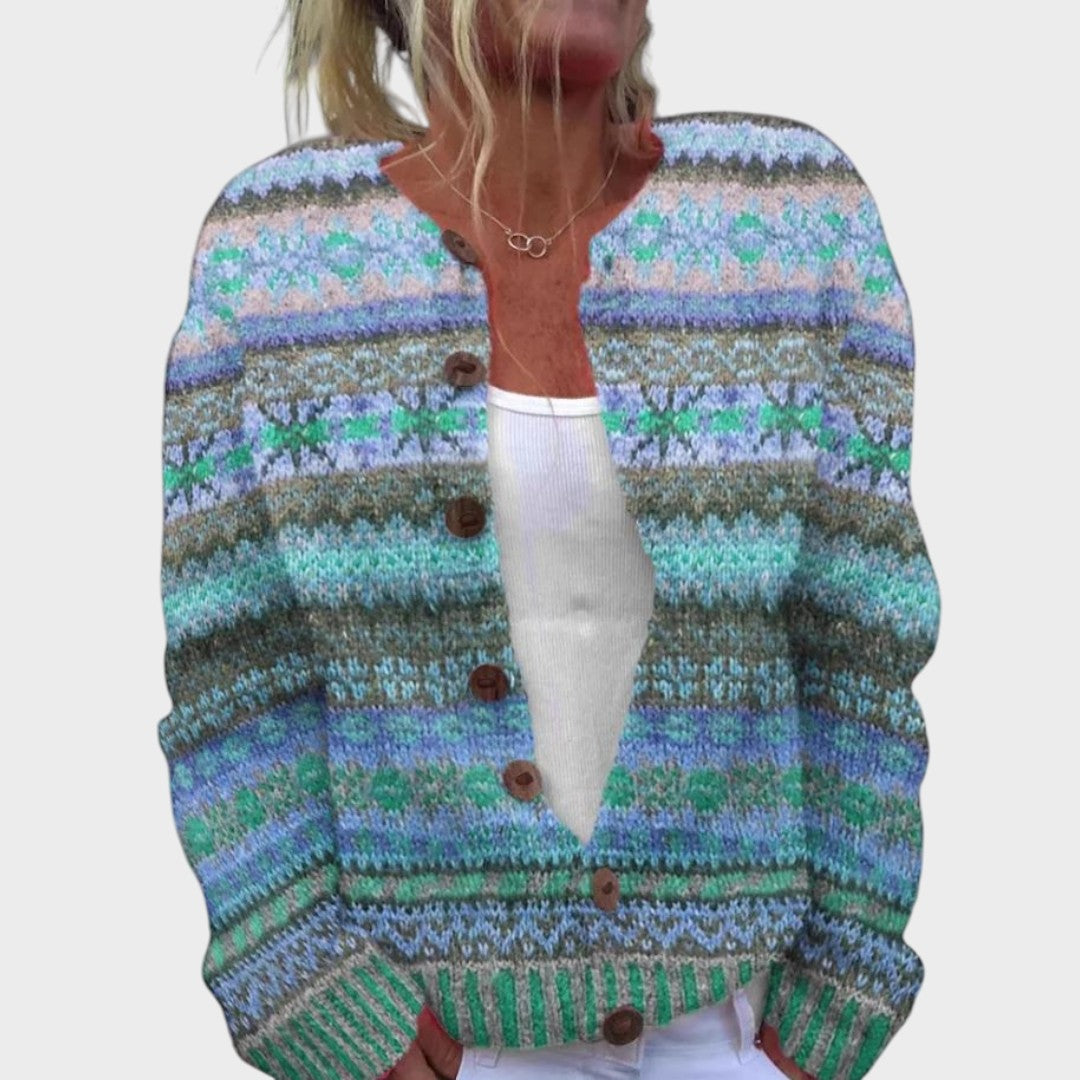 M25-CL001-FSHN-Isabel™ - Cardigan Floral de Outono