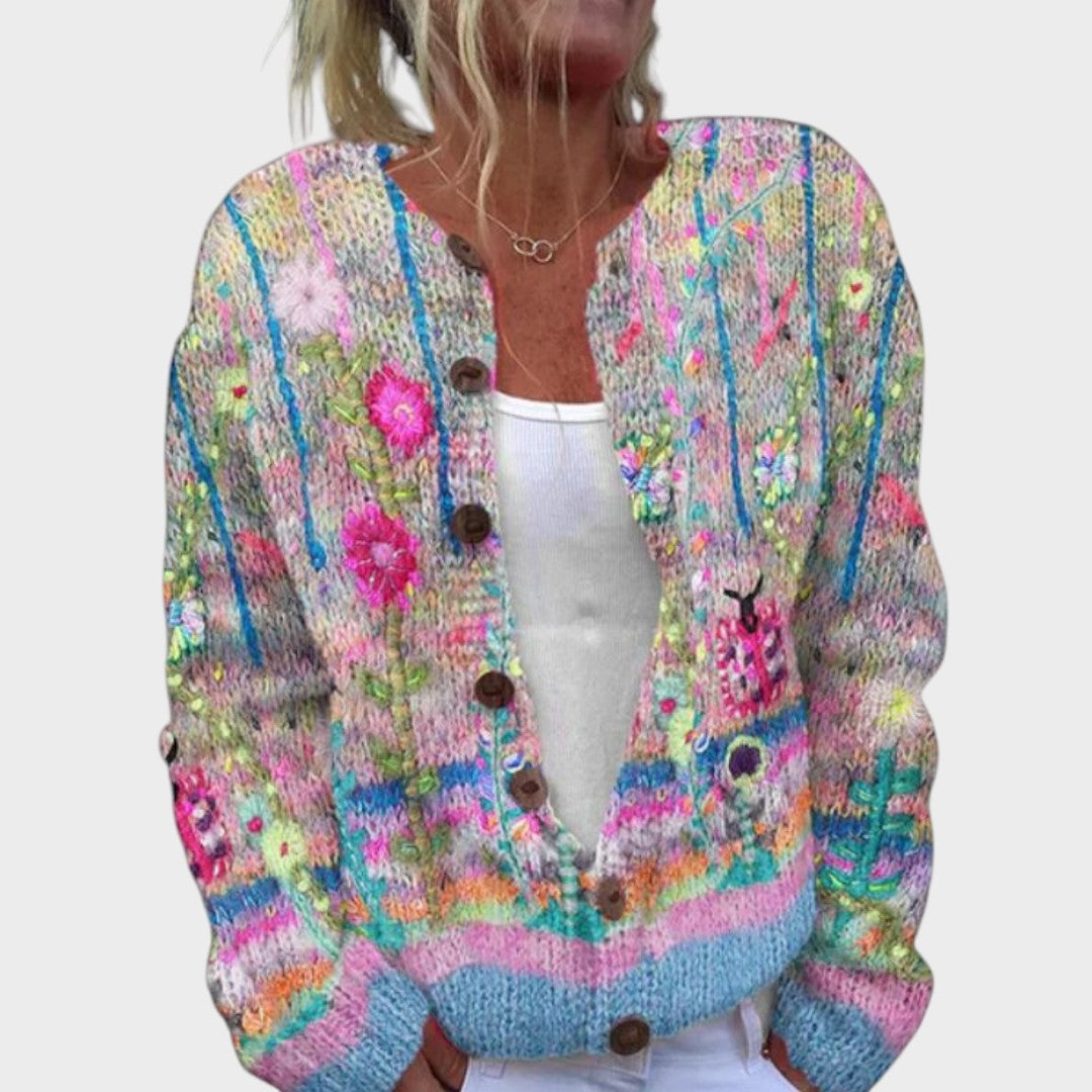 M25-CL001-FSHN--Teresa™ - Cardigan Floral de Outono