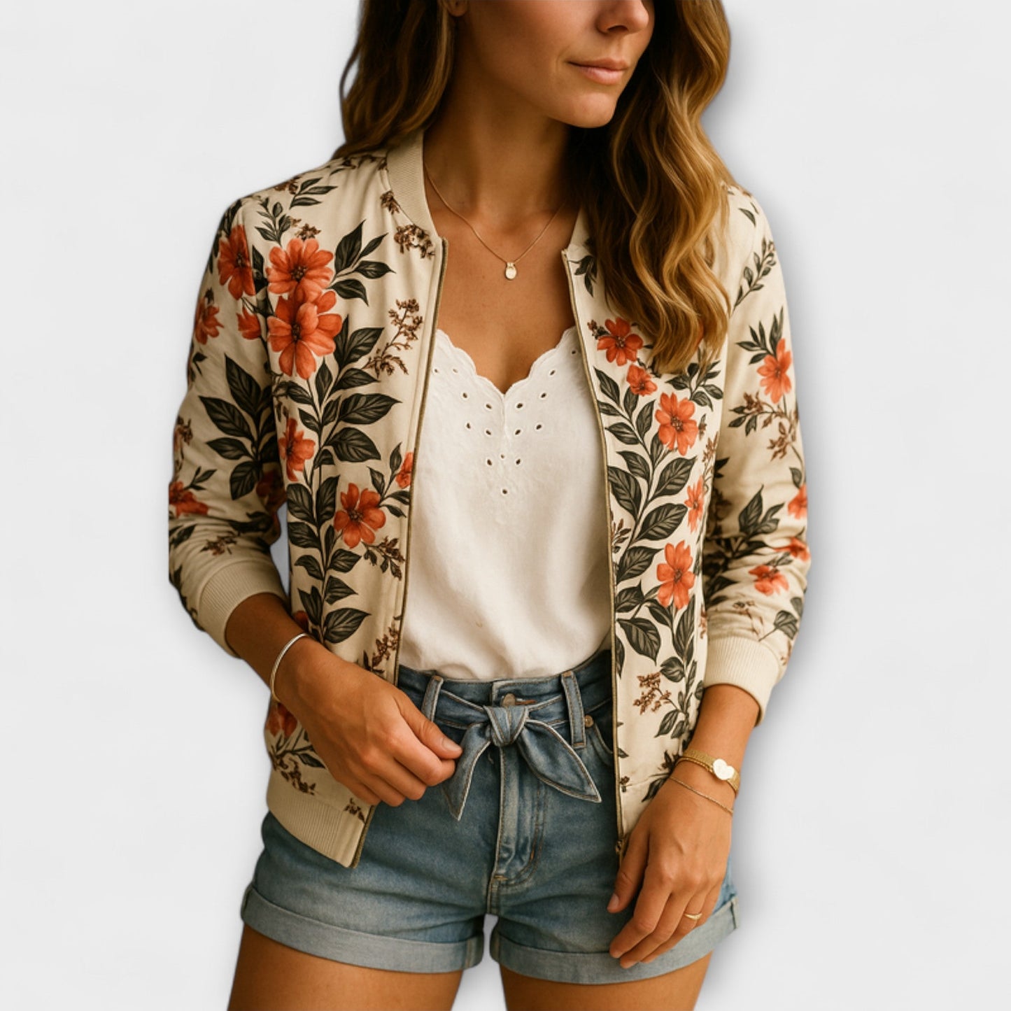 Andreia™ - Casaco bomber elegante com padrão floral