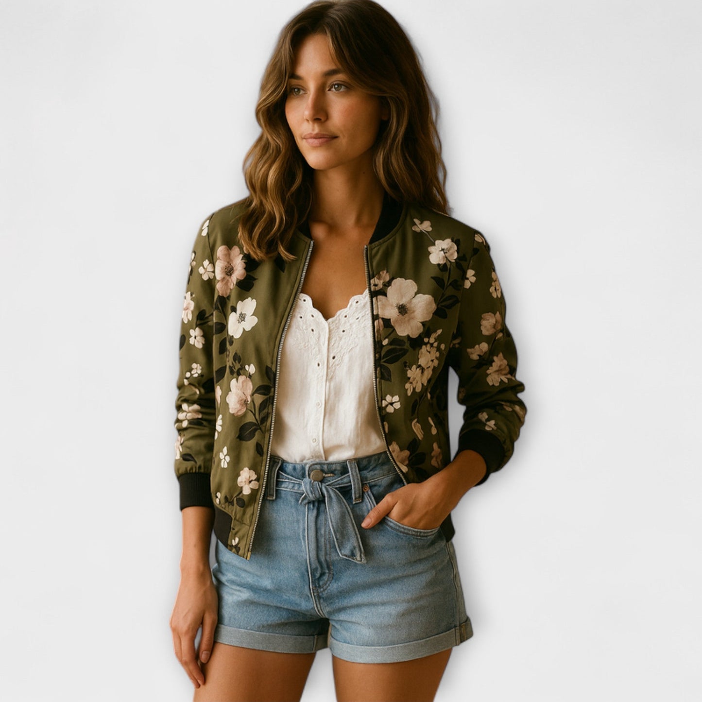 Andreia™ - Casaco bomber elegante com padrão floral