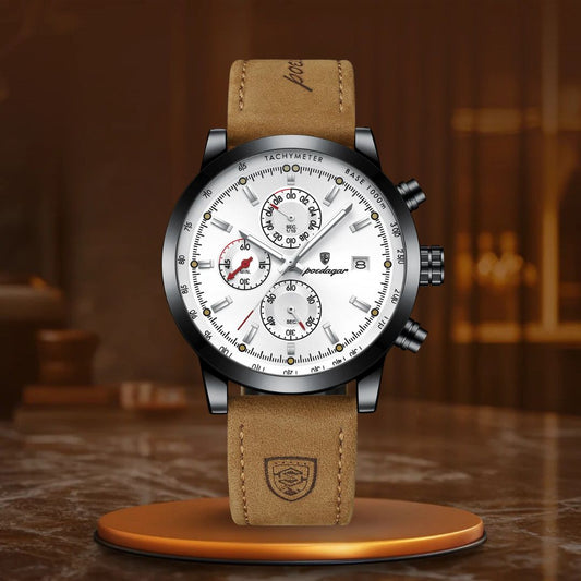 Relógio Desportivo Masculino Elegante em Couro