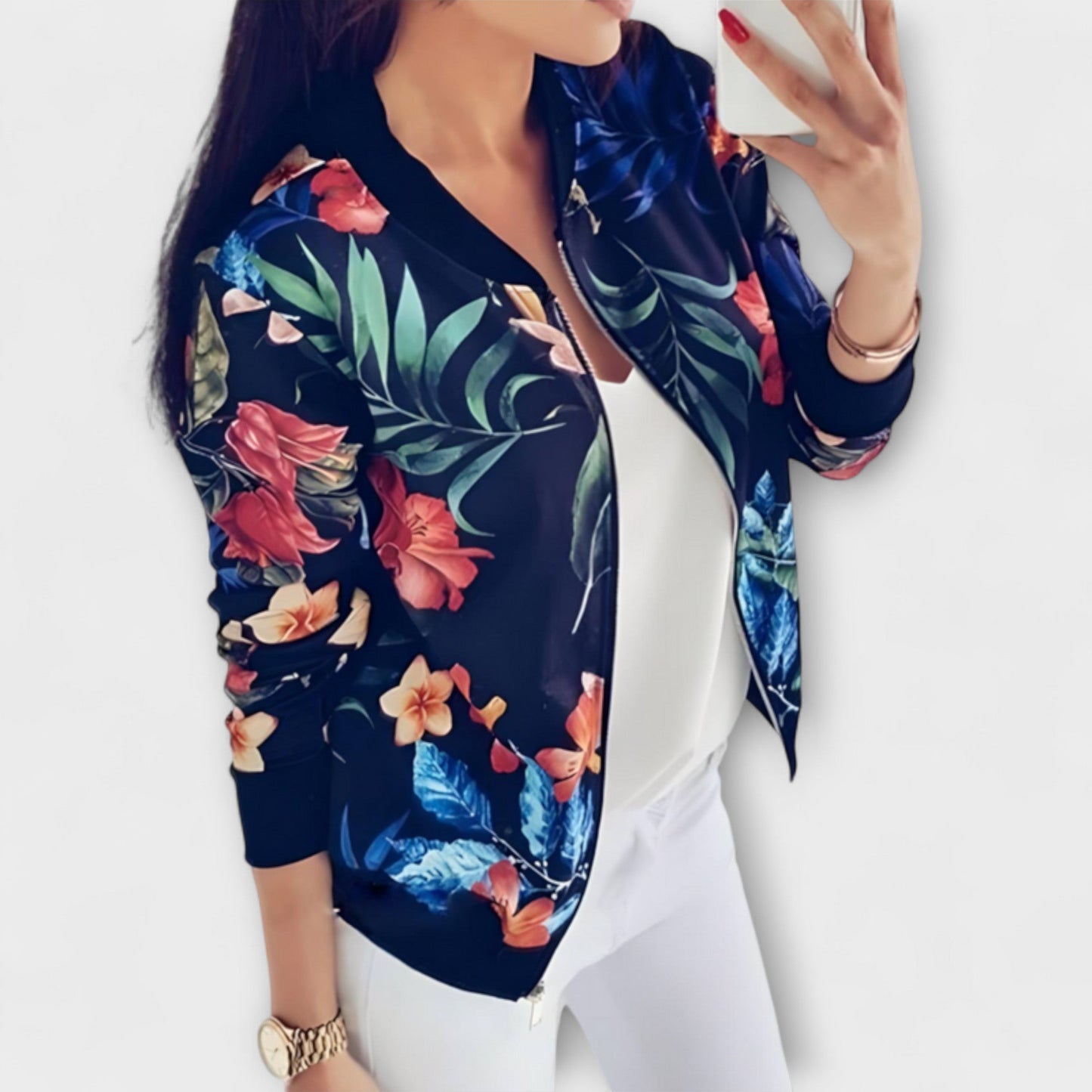 Andreia™ - Casaco bomber elegante com padrão floral