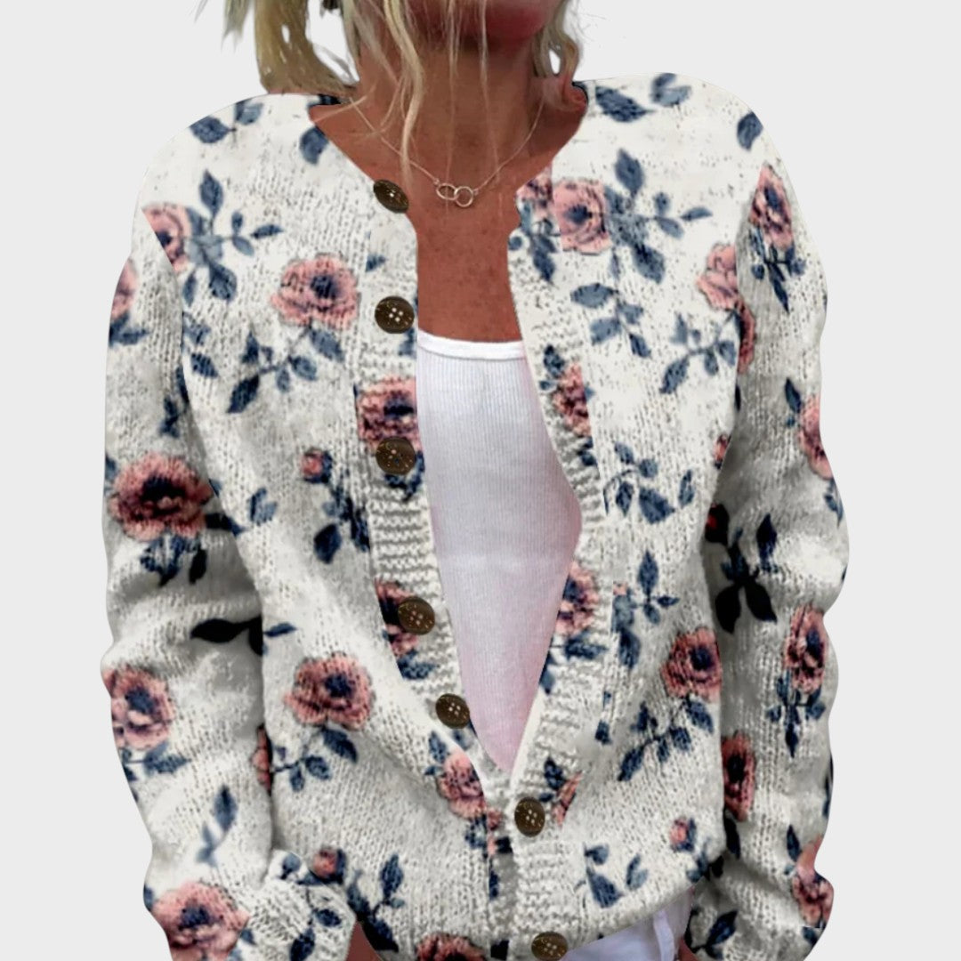 M25-CL001-FSHN-Laura™ - Cardigan Floral de Outono