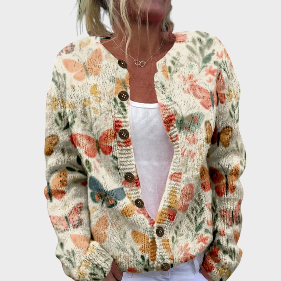 M25-CL001-FSHN-Carolina™ - Cardigan Floral de Outono