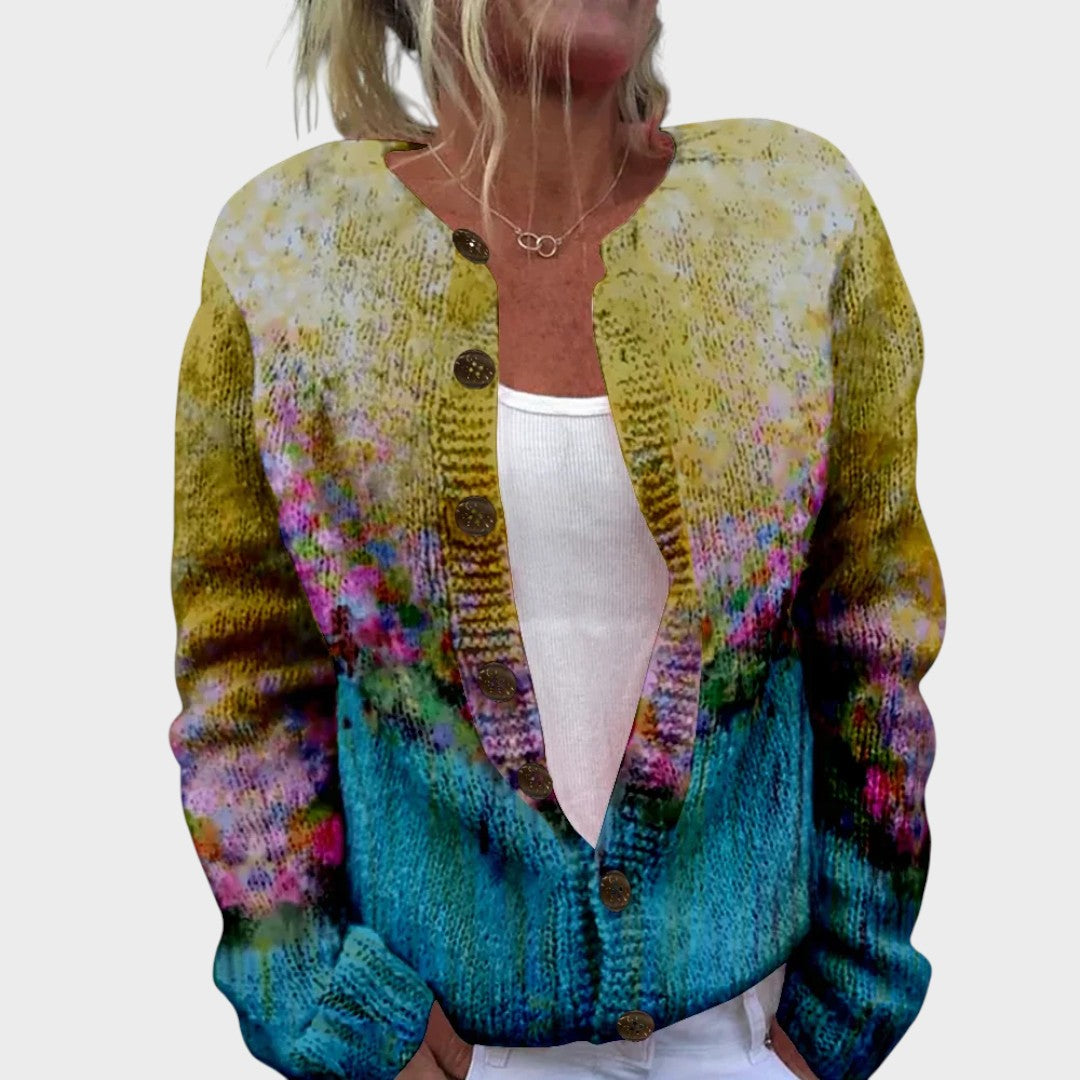 M25-CL001-FSHN-Rita™ - Cardigan Floral de Outono
