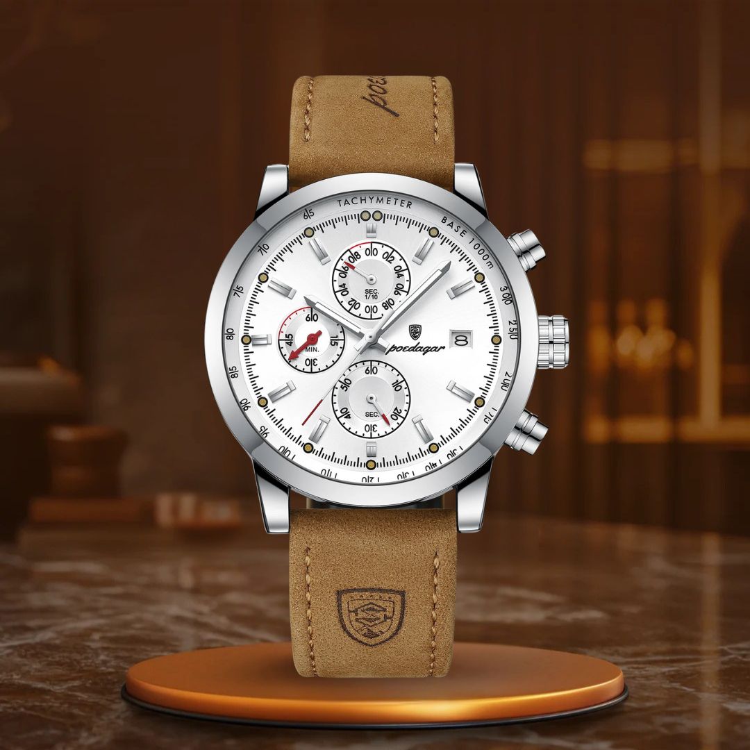 Relógio Desportivo Masculino Elegante em Couro