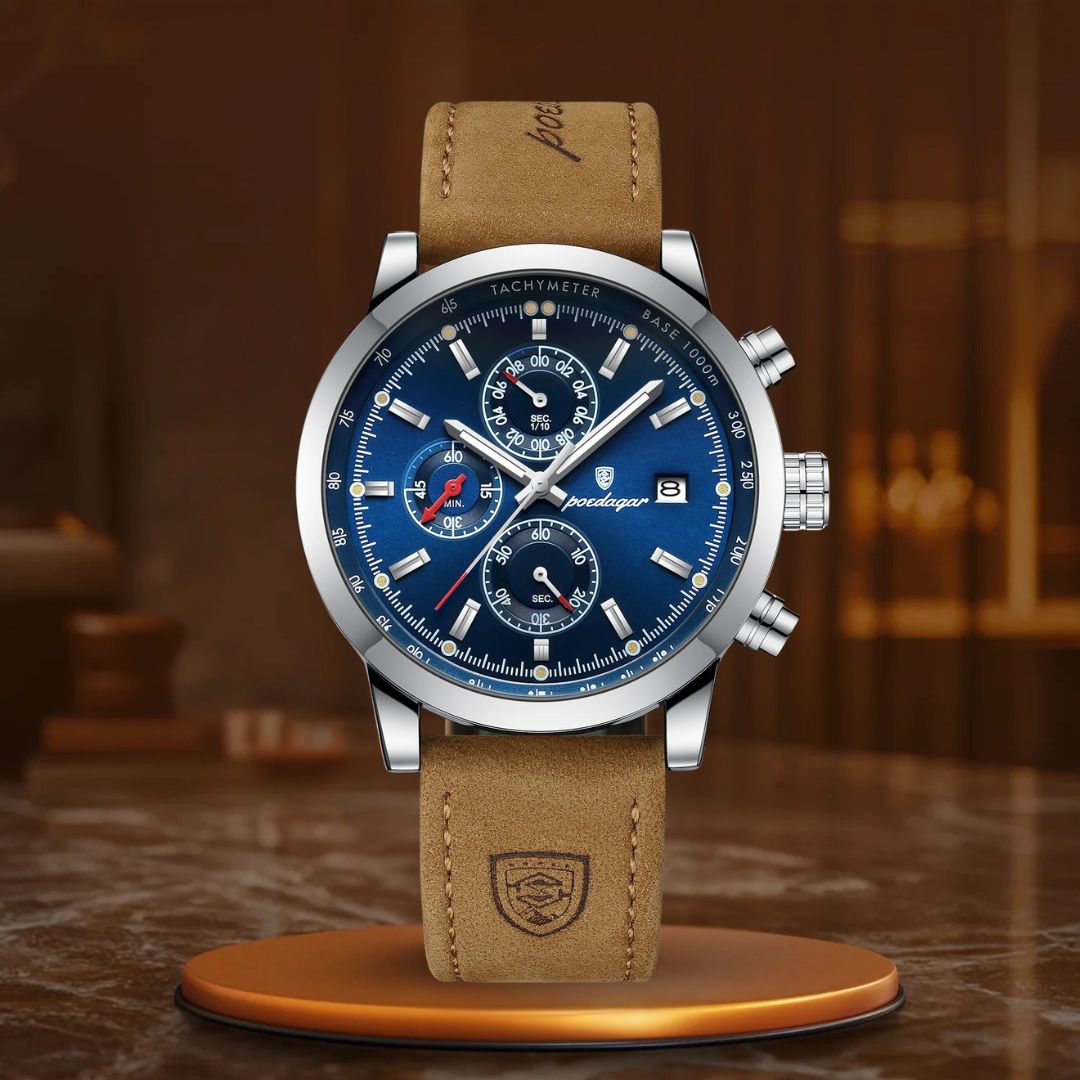 Relógio Desportivo Masculino Elegante em Couro